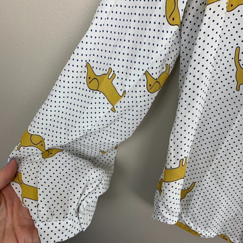 Forever 21 Dachshund Polkadot Button Up Shirt : Size Medium - Picture 4 of 8